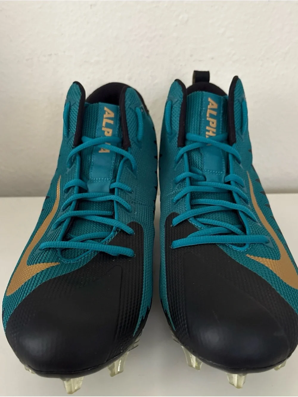Nike NFL Jacksonville Jaguars Men’s Teal Gold Football Athletic Cleats size 13